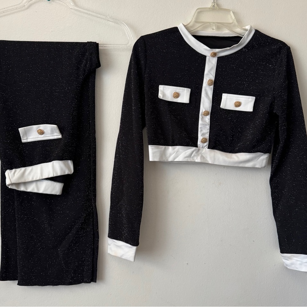 Black and White Button-Up Two-Piece Set